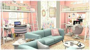 The Sims 4 Girly College Dorm Room Cc Links Youtube Sims 4 Cc Furniture Living Rooms Sims 4 Bedroom Sims House