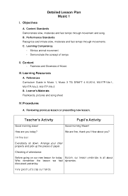 The dynamic range has multiple definitions. Doc Detailed Lesson Plan Music 1 Vicrose Rayos Academia Edu