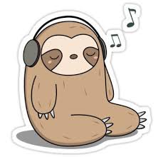Kawaii Cute Sloth Listening To Music Sticker By Wordsberry Cute Cartoon Drawings Music Stickers Cute Kawaii Drawings