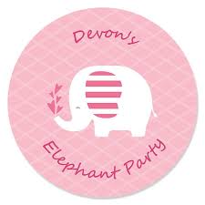 First off, i am a big proponent of having balloons or something outside so that guests can quickly see where the party is at, especially for those that have never been to the house before. Pink Elephant Personalized Girl Baby Shower Or Birthday Party Sticker Labels 24 Ct Bigdotofhappiness Com