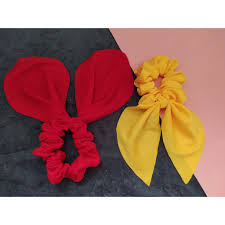 Kit 2 Scrunchies De Cabelo Com Laco 2 Xuxas De Cabelo Shopee Brasil