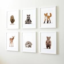 Baby Animals Set Of 6 Baby Animal Nursery Art Nursery Artwork Woodland Nursery Art