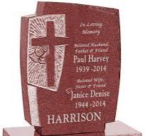 Carved Cross and Praying Hands Upright Headstone polished ...