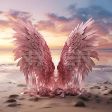 Pink Angel Wings Beach Backdrop: Maternity Photography (Digital Download)