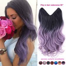 Purple is a damn beautiful color for your hair. 20 Inch One Piece Brazilian Natural Wave Light Purple Lavender Black Ombre Hair Lady Synthetic Invisible F Hair Styles Black Hair Ombre Flip In Hair Extensions