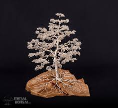 Strike a narrow opening in. Large Silver Wire Tree Sculpture On Rough Cut Wood Base Metal Bonsai
