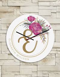 Personalised Floral Clock Floral Clock Personalized Wall Clock Personalized Wall