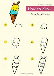 Cute ice cream drawing step by step. How To Draw Ice Cream Cone Step By Step Tutorial Easy Drawings Cute Easy Drawings Cute Drawings