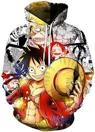 Amazon Com Lontse Anime One Piece Hoodie Monkey D Luffy Novelty 3d Printed Hoodies Pullover Sweatshirt Multicolored1 Xl Cl Anime One Piece Hoodie Anime One