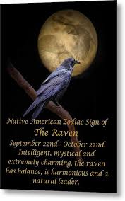 The Native American Zodiac Sign Of The Raven Metal Print By Stephanie Laird In 2020 Native American Zodiac Signs Native American Zodiac Native American Quotes