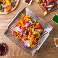 Vegetable Grill Basket And Wok Topper Use As A Pan Or Smoker With Ebook Bonus For Stir Fry And Gri Grilled Vegetables Basket Vegetable Basket Bbq Vegetables