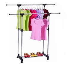 Use it as a clothes hanger rack in a bedroom or roll it into the entryway to use as a coat rack. Clothes Rack Double Pole Portable Clothes Hanger Formalbd Com