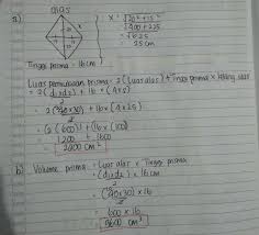 Luas permukaan prisma dengan alas berbentuk belah ketupat. Sebuah Prisma Alasnya Berbentuk Belah Ketupat Dengan Panjang Diagonal Diagonalnya 40 Cm Dan 30 Cm Brainly Co Id