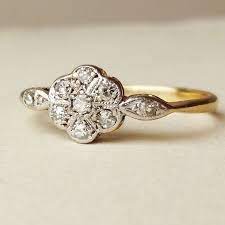 Art Deco Diamond Flower Ring Antique Engagement Ring Diamond Platinum And 18k Gold Wedding Ring Approximate Size Us 6 75 7 Vintage Engagement Rings Simple Antique Engagement Rings 18k Gold Wedding Rings