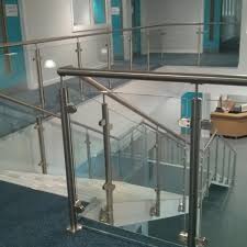Interior design of modern white kitchen. Customized Modern Design Polish Stainless Steel Glass Balcony Railing