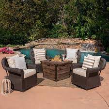 When you put this relic rusty among some trees on the patio or under a rain gutter chain, a refreshing spa for wild birds in your area is created. Blanca 5pc Wicker Swivel Club Chairs And Fire Pit Set Dark Brown Christopher Knight Home Target