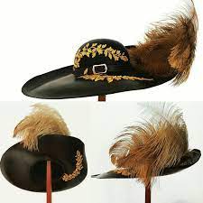 Luxurious Leather Wide Brimmed Pirate King Hat Decorated With Gold Leaf Pattern Appliques Leather Hat Band With Gold Leather Hat Bands King Hat Hats For Sale