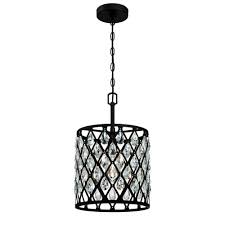 Westinghouse Waltz 1 Light Matte Black Mesh With Crystals Pendant 6354900 The Home Depot