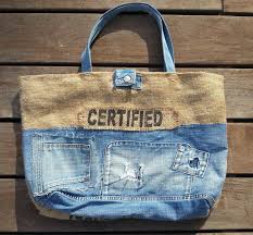 Sac Cabas Xl En Toile De Jute Et Patchwork Jeans Sacs A Main Par Les Damotes Sac Sac A Main Sac Cabas