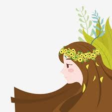 Fashion Girl Wearing A Wreath Free Of Charge Yellow Garland Garland Cartoon Character Png And Vector With Transparent Background For Free Download In 2020 Watercolor Flower Background Black And White Cartoon