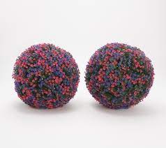 Www.amazon.com turnmeon artificial flowers outdoor 8 bundles faux flowers plants outdoor uv resistant greenery shrubs plants artificial fake flowers indoor outside hanging planter home garden decor blue home kitchen. Wicker Park Set Of 2 11 Faux Flower Indoor Outdoor Garden Spheres Qvc Com