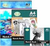 Set of A3, A4, A5 Sketch Pads Spiral Book 130 GSM Cartridge Paper Drawing Pads Art Book for Artist School Home Activity Acid-Free, White : ...