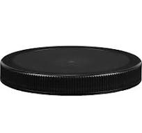 110mm 110-400 Black Ribbed (Matte Top) Plastic Cap w/HIS for PET/PVC