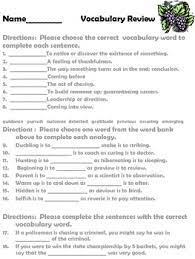 What is the author's message to the reader? 5th Blancaflor Vocabulary Review By Michelle Morris Tpt