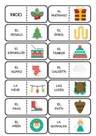Diversos materiales para dibujar o representar, en una pared del salón, un árbol de navidad. Juego Domino Con Vocabulario De La Navidad En Espanol Learning Spanish Spanish Learning Games Middle School Spanish
