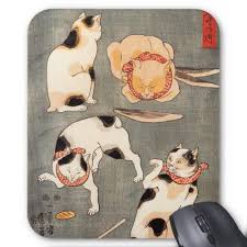 Kuniyoshi Four Cats Mouse Pad Zazzle Com Japanese Art Cat Art Japanese Prints