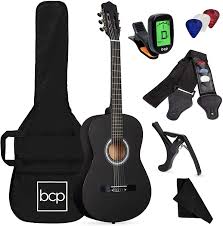 Fender is a guitar brand that has risen to legendary status in the electric marketplace. Amazon Com Best Choice Products 38in Beginner All Wood Acoustic Guitar Starter Kit W Gig Bag Digital Tuner 6 Celluloid Picks Nylon Strings Capo Cloth Strap W Pick Holder Matte Black Musical Instruments
