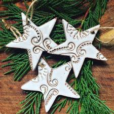 Mini Star Ornament White Ceramic Stoneware Pottery Christmas Ornam In 2020 Ceramic Christmas Decorations Handmade Christmas Ornaments Christmas Ornaments Pottery