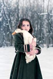Portrait Of A Little Girl Holding A White Duck In The Snow With A Green Coat Photographed In Potomac Md By Internation Children Aesthetic Portrait Girl Girl