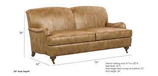 Cassel 81 genuine leather square arm sofa. Oxford Small Leather Sofa Ethan Allen