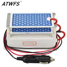 Portable and compact ozone generator for disinfection of car interiors, removal of unwanted odors, destruction of viruses and bacteria. Atwfs Newest Car Portable Ozone Generator 12v 10g Ozonizer Air Cleaner Car Purifier Ozone Ceramic Plate Air Sterilizer Filter Ozone Generator Ozone Air Cleaner