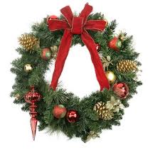 If red, green, and gold aren't your thing, stick to what you know (and love) by hanging wreaths with monochromatic ribbon. Northlight 24 Unlit Red Gold Ball Ornaments Pine Cones And Bow Artificial Christmas Wreath Target