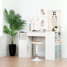 White Adjustable Metal Stool Crea Craft Tables With Storage Craft Table South Shore Furniture