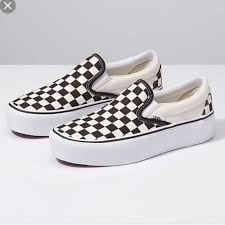 Black And White Checkered Vans Womens Size 7 Checkered Platform Vans Vans Checkerboard Vans Slip On Classic Shoes