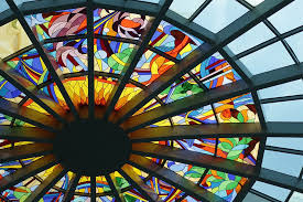 Glass floor and ceiling designs, that usually used in nightclubs, concert halls, art museums and towers, become more popular for residential designs, incorporating attractive materials. Hd Wallpaper Low Angle Photography Of Stained Glass Ceiling Roof Top Design Wallpaper Flare