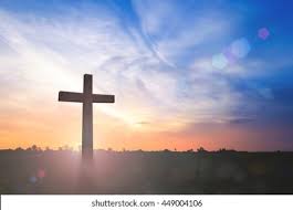 This wooden cross is painted white with dark red roses, green burlap and plaid matching ribbon. Funeral Concept Silhouette Cross On Sunset Stock Photo Edit Now 449004106