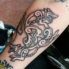 Geri Freki Tattoo Themightyhorsemantattooco Viking Vikings Norse Svensk Swedishstyle Skandihooligan Asatru Pagan Heathen Odin Thor Tyr Fenrir Tattoos Pagan Tattoo Scandinavian Tattoo