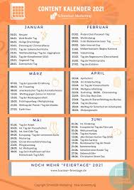 Drucken sie diesen kalender aus montag starten. Social Media Planung Mit Dem Kostenfreien Content Kalender 2021 Schmeiser Werbeblog