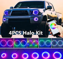 60mm-120mm Color Chasing LED Halo Rings Lights For Car Truck Headlight 4PCS  Kit | eBay