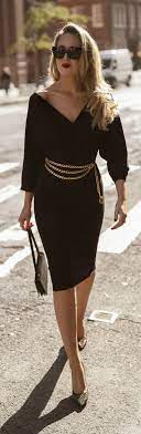 30 Dresses In 30 Days Day 3 Date Night Black Faux-wrap Long Sleeve Midi Dress Black Gold Stud Pumps Vintage Gold Black Fashion Fashion Fashion Classy