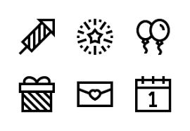 New Year Party Outline New Years Party Icon Set Design Outline