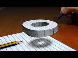 3d Trick Art On Line Paper Floating Letter O Youtube 3d Paper Art 3d Art Drawing Art Tips