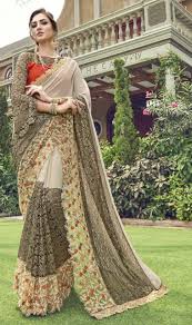 Party Wear Cream Color Georgette Saree Party Wear Sarees Online Fashion Bridal Lehenga Choli