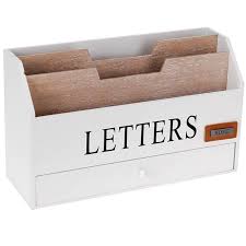 Organiseur Range Courrier Bureau Rangement Porte Lettres Avec Tiroir En Bois Rangement Rangement Tiroir Range Courrier
