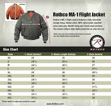 Rothco Ma 1 Flight Jacket Size Chart Uniform Tactical Supply