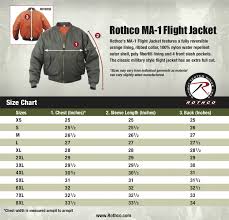 rothco ma 1 flight jacket size chart uniform tactical supply